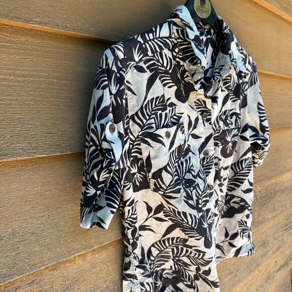 Vintage Island Brown Tan Hawaiian Style Button Down Women’s Top Size S - Picture 3 of 14